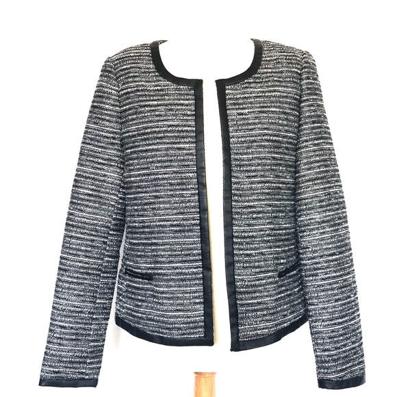 Banana Republic Jackets & Blazers - NWOT Banana Republic leather trim  boucle blazer 4